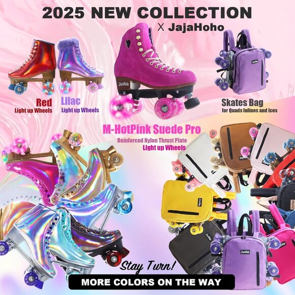 Women Rose Gold 1 Holographic High Top Pu Leather Four Wheels Roller Skates - Picture 3 of 8